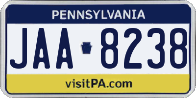 PA license plate JAA8238