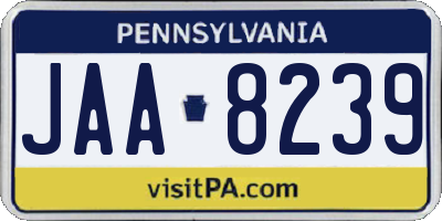 PA license plate JAA8239