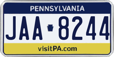 PA license plate JAA8244