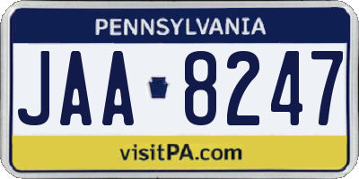 PA license plate JAA8247