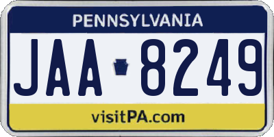 PA license plate JAA8249