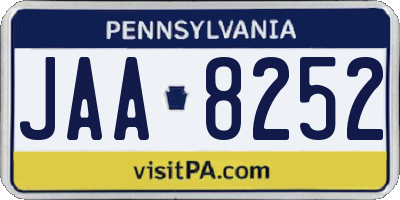 PA license plate JAA8252