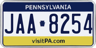 PA license plate JAA8254