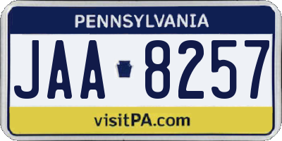 PA license plate JAA8257