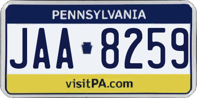 PA license plate JAA8259