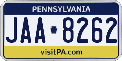 PA license plate JAA8262