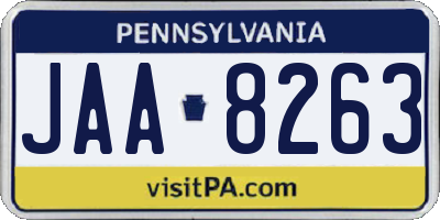 PA license plate JAA8263