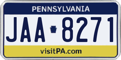 PA license plate JAA8271