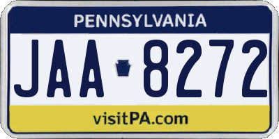 PA license plate JAA8272