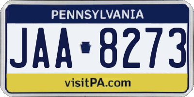 PA license plate JAA8273