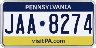 PA license plate JAA8274