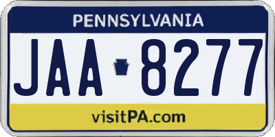 PA license plate JAA8277