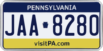 PA license plate JAA8280