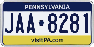 PA license plate JAA8281