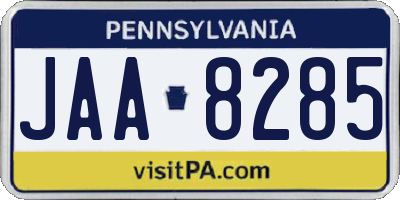 PA license plate JAA8285