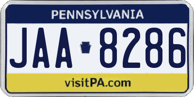 PA license plate JAA8286