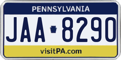 PA license plate JAA8290