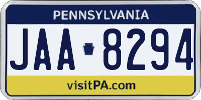 PA license plate JAA8294