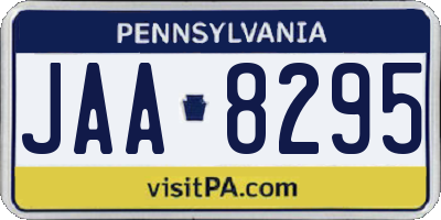 PA license plate JAA8295