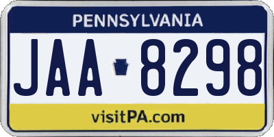 PA license plate JAA8298