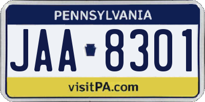 PA license plate JAA8301