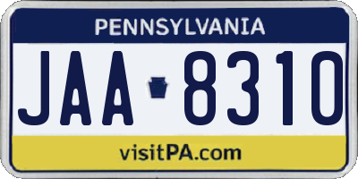 PA license plate JAA8310