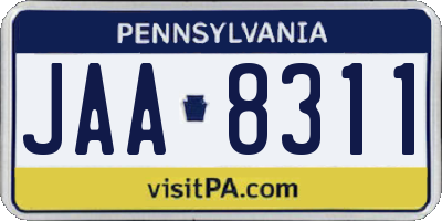 PA license plate JAA8311