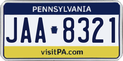 PA license plate JAA8321