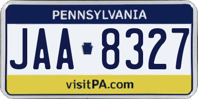 PA license plate JAA8327