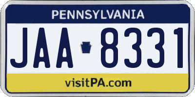 PA license plate JAA8331