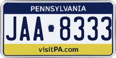 PA license plate JAA8333