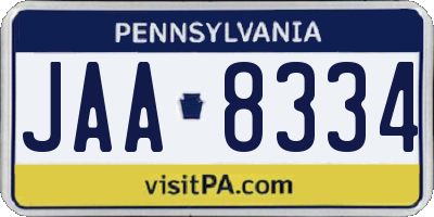 PA license plate JAA8334