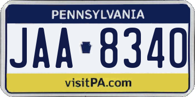 PA license plate JAA8340