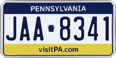 PA license plate JAA8341