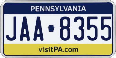 PA license plate JAA8355