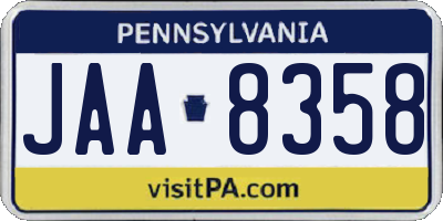 PA license plate JAA8358