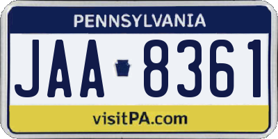 PA license plate JAA8361