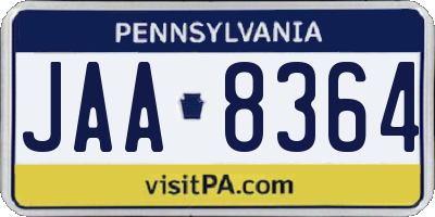 PA license plate JAA8364