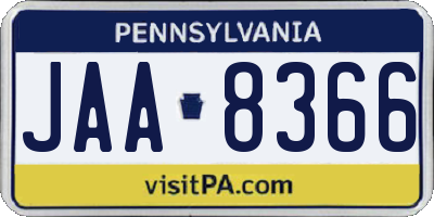 PA license plate JAA8366