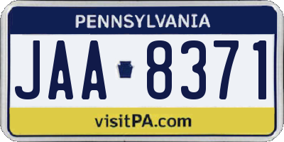 PA license plate JAA8371