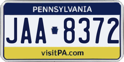 PA license plate JAA8372