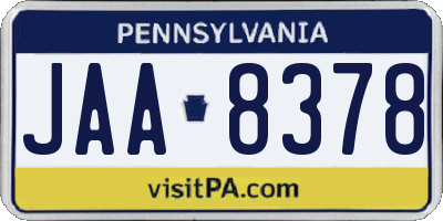PA license plate JAA8378