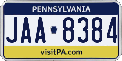 PA license plate JAA8384