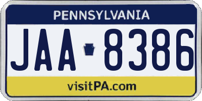 PA license plate JAA8386