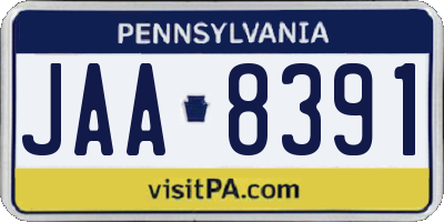 PA license plate JAA8391