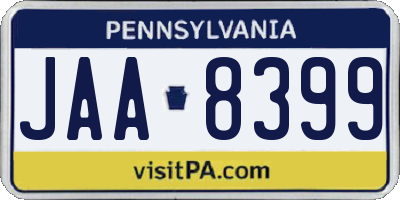 PA license plate JAA8399