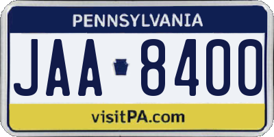 PA license plate JAA8400