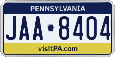 PA license plate JAA8404