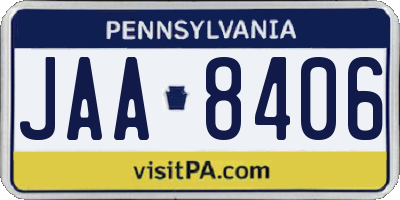 PA license plate JAA8406