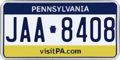 PA license plate JAA8408